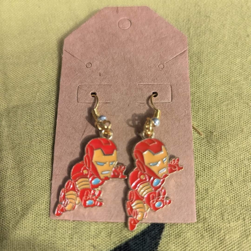 Red and Gold Superhero Earrings